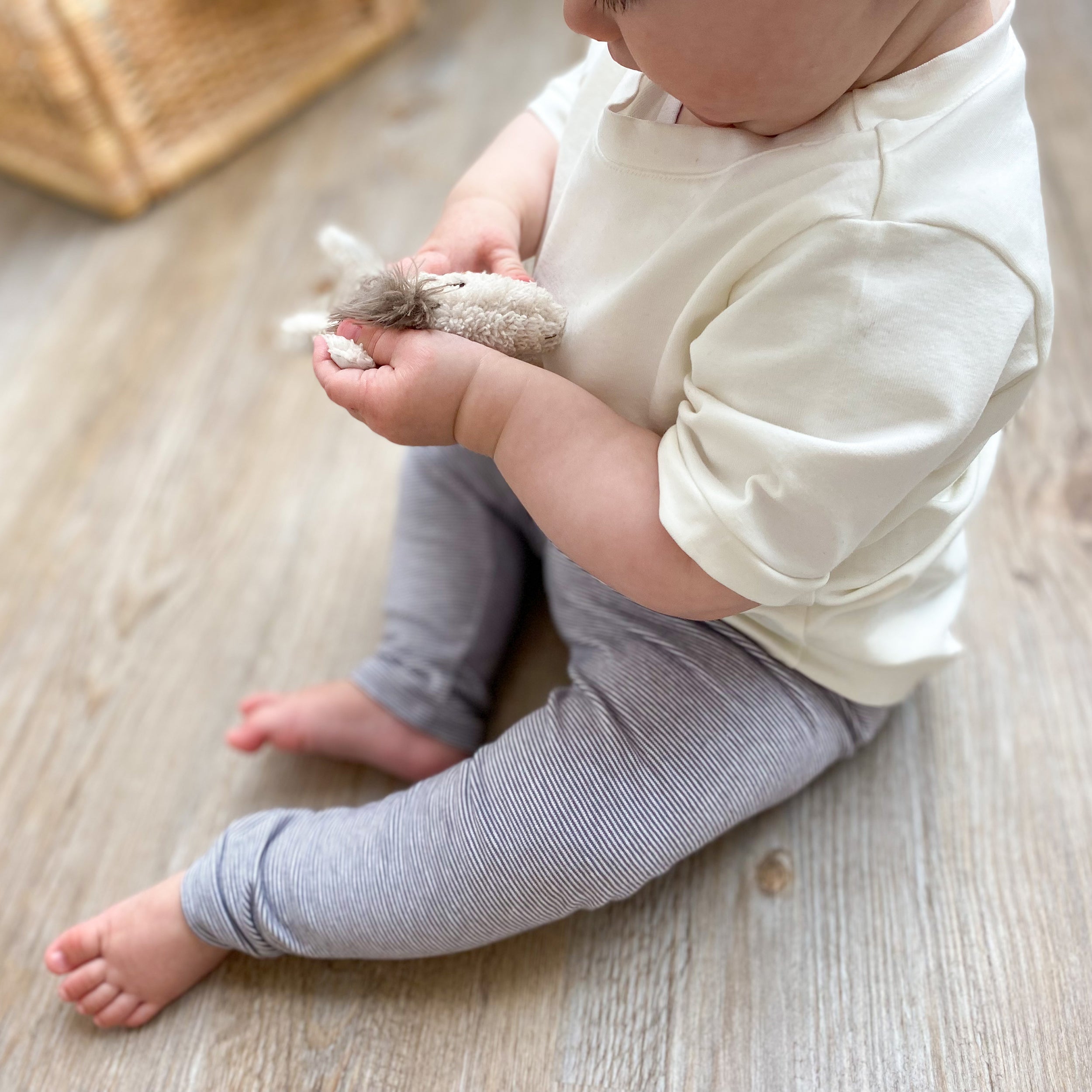 Leggings Streifen Hellgrau