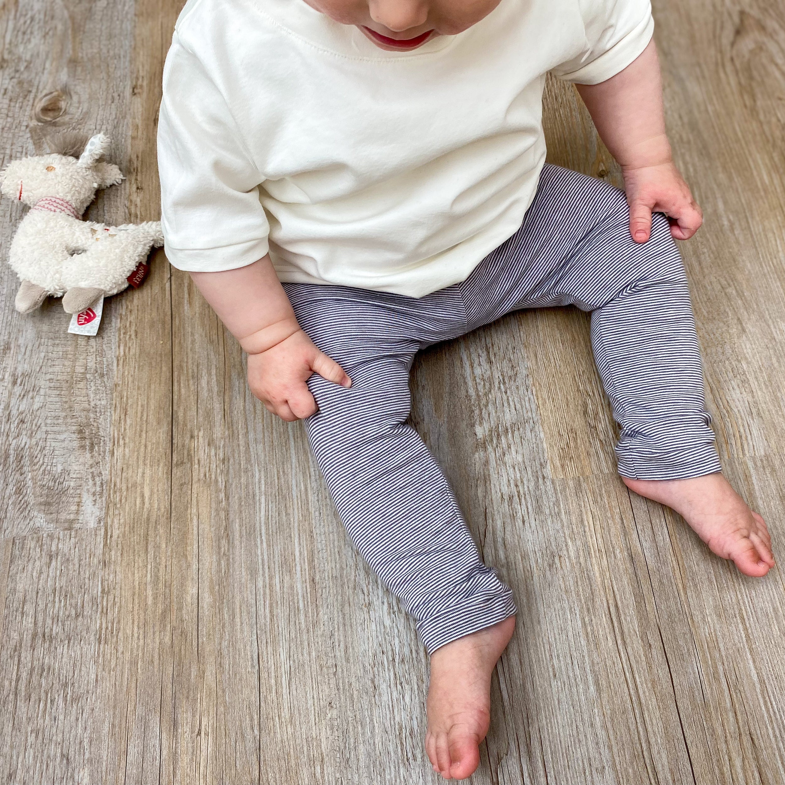 Leggings Streifen Hellgrau