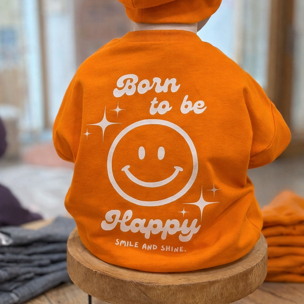 Oversize Sweater "Born to be Happy" Orange