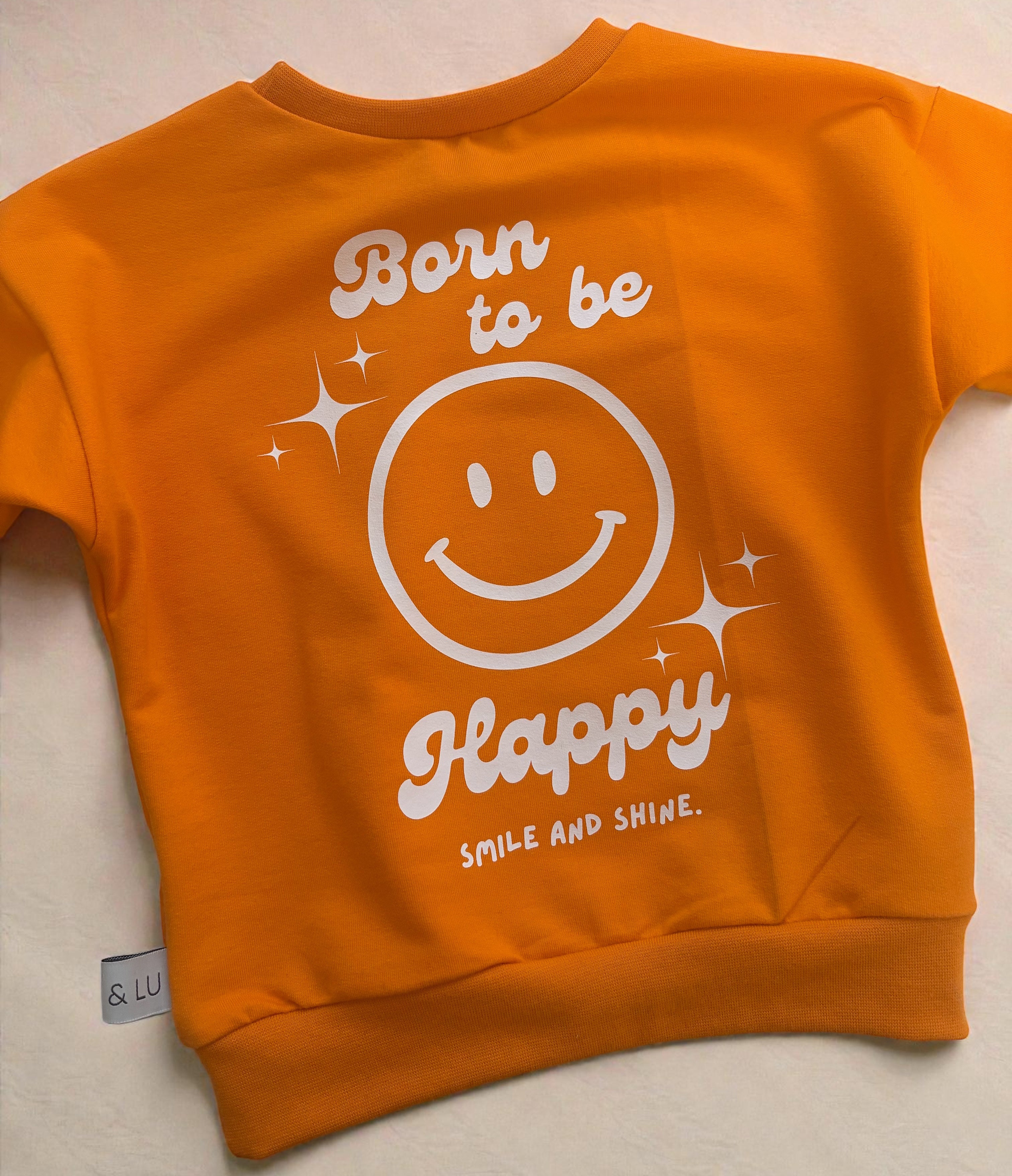 Oversize Sweater "Born to be Happy" Orange